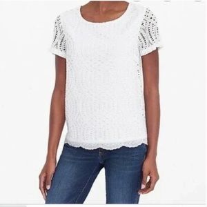J Crew Factory Women’s Lace Lined Short Sleeve Off White